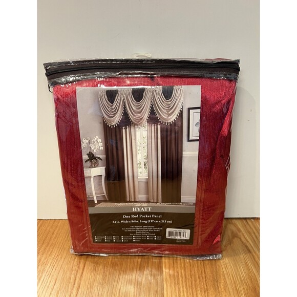 Hyatt Red Rod Pocket Curtain Panel 54x84 Inch Window Treatment Polyester New - Picture 1 of 2